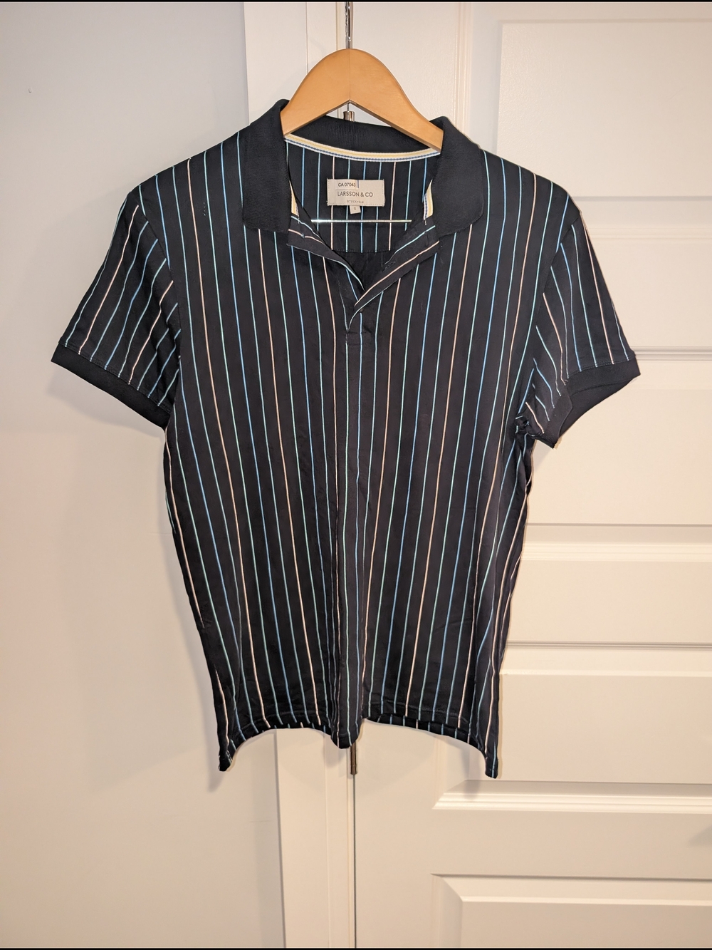 Men's Black Striped Polo Shirt